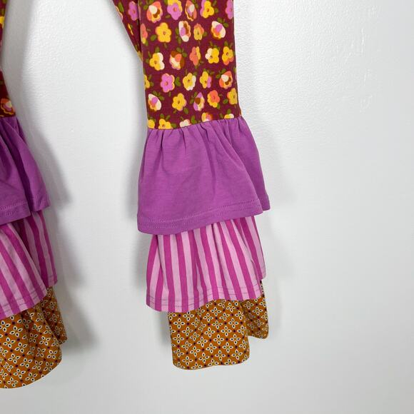 Matilda Jane Floral Striped Pattern Magician Ruffle Benny’s Leggings Size Girl 8 - Picture 4 of 7